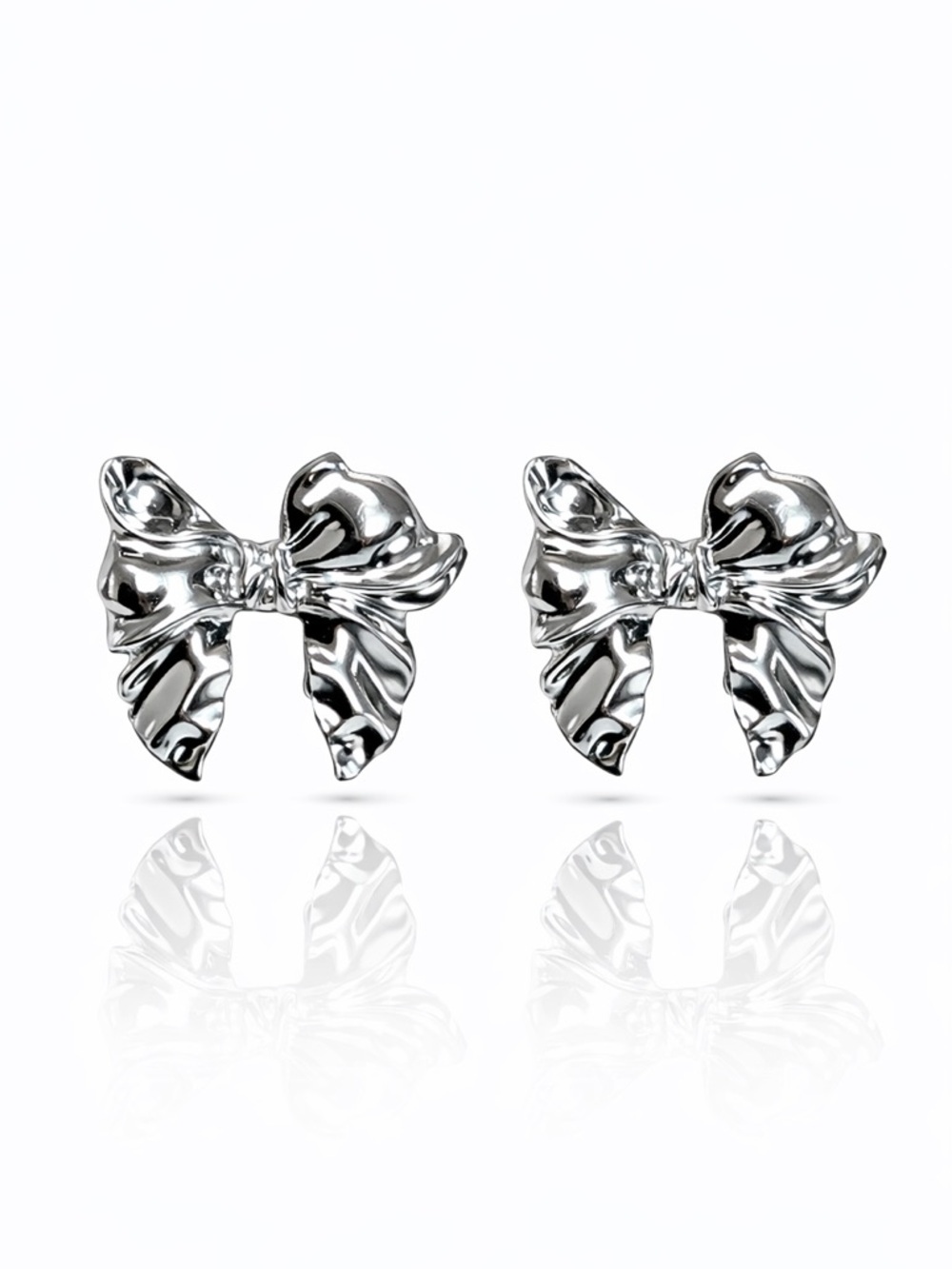 Silver Bow Stud Earrings - Women Jewelry